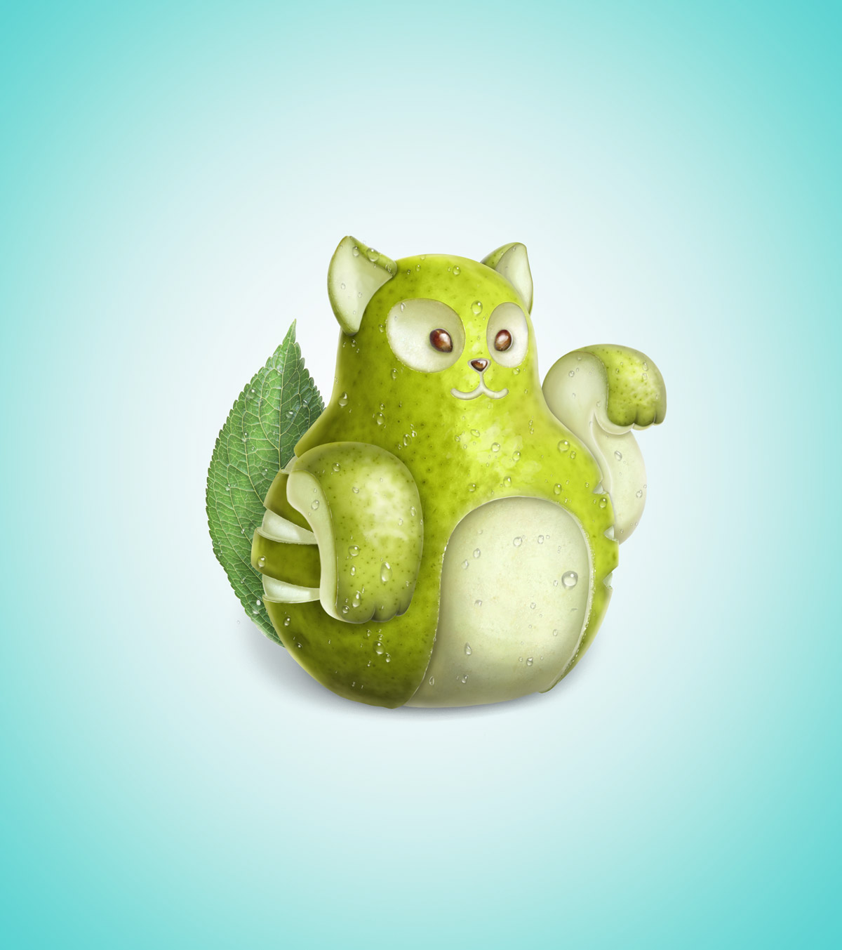 Campanha Frutas Comary com gato e pera